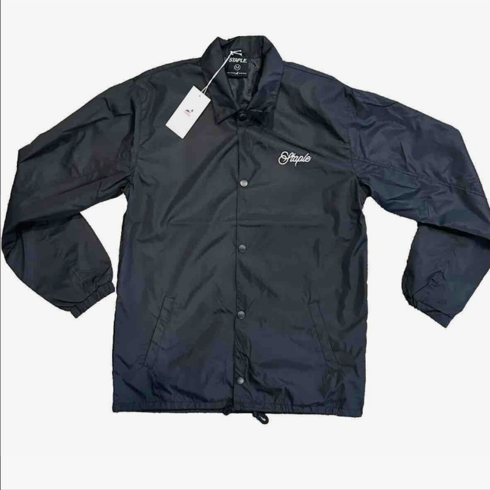 NWT Staple Pigeon Lightweight Black Windbreaker Snap Jacket Streetwear Mens M